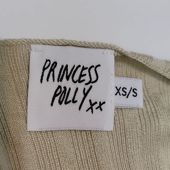 PRINCESS POLLY Katie Ribbed Short Sleeve Cropped Sweater size XS/S - Picture 3 of 4